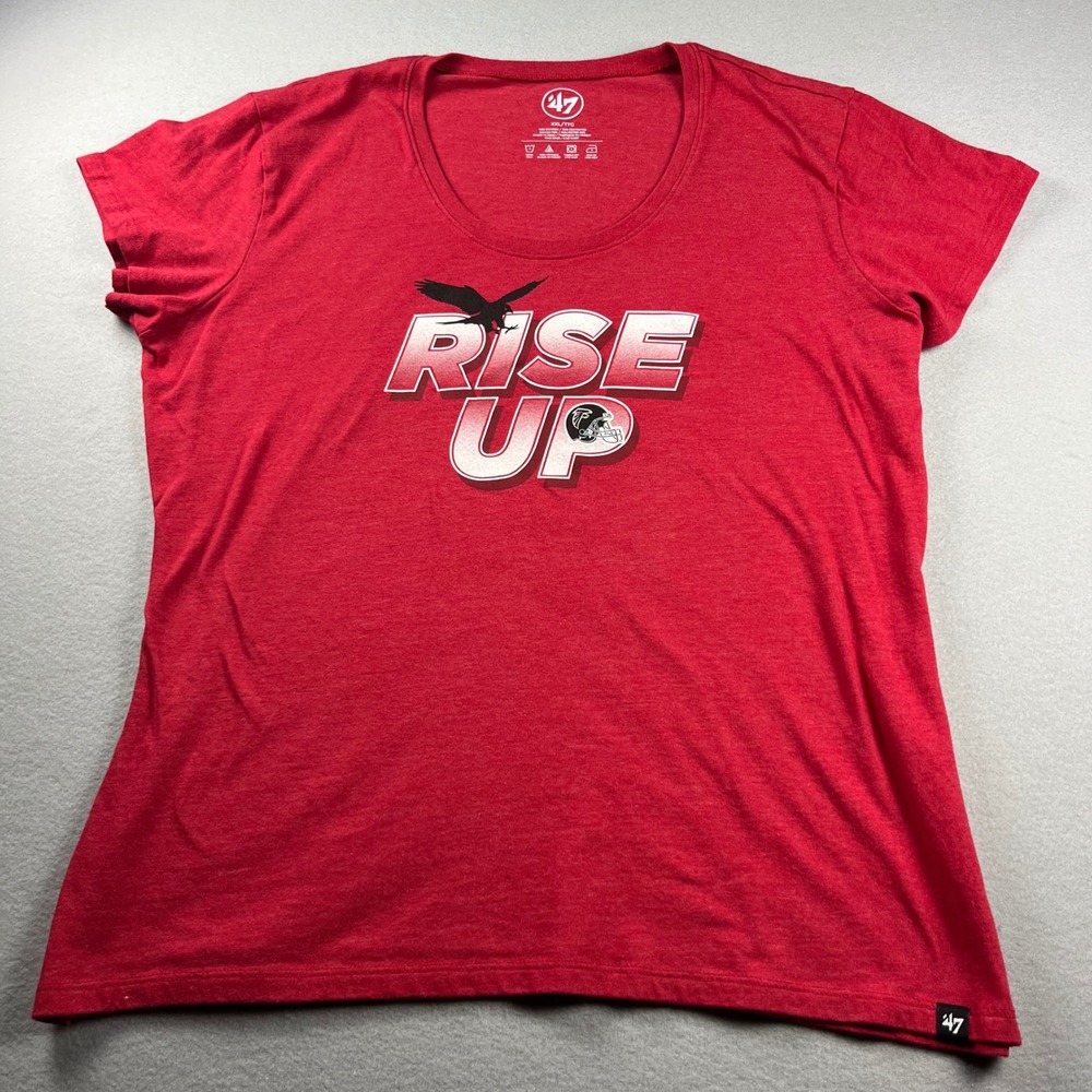 47 Brand Atlanta Falcons Rise Up T-Shirt Womens XXL Red Heathered Scoop Neck Tee